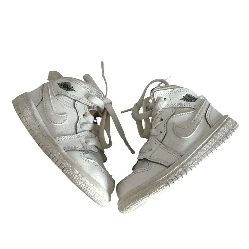 Nike Air Jordan 1 Retro MidโWhite Wolf Grey Sneakers EUC